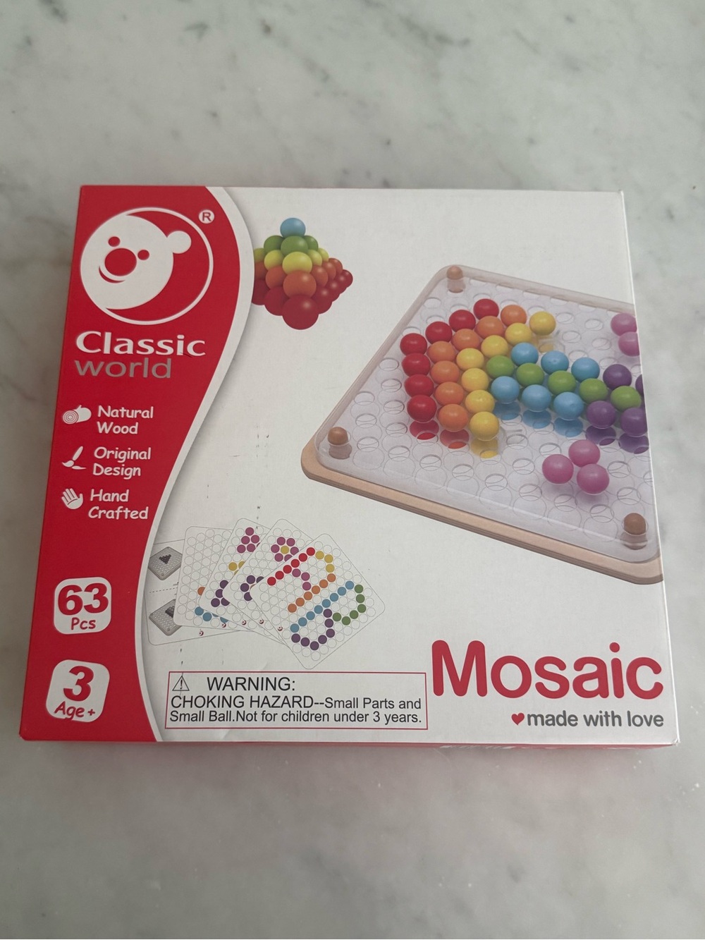Classic World Mosaic Peg Board with Wooden Balls Toy